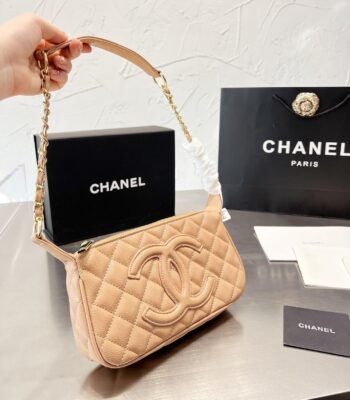 Chanel Timeless CC Crossbody Leather Shoulder Bag Beige