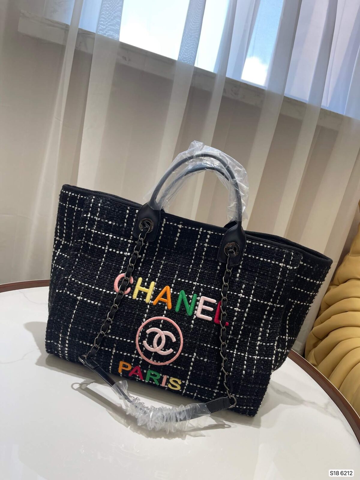 Chanel Tweed Medium Deauville Tote New Arrival Bag size