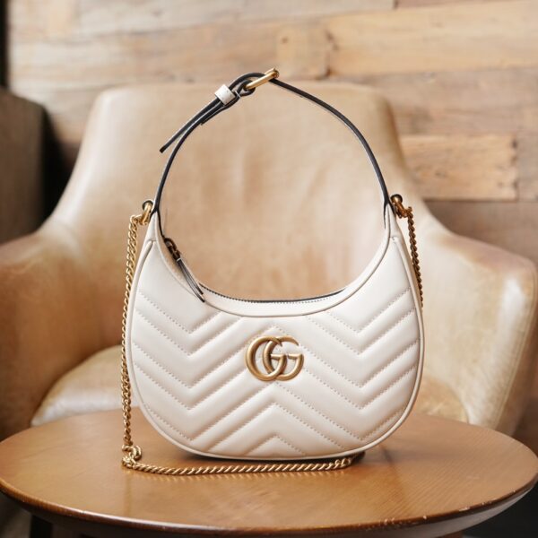 Gucci GG Marmont half-moon-shaped mini bag White