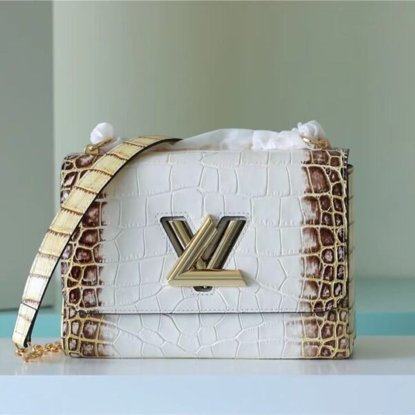 Louis Vuitton Exceptional and precious Twist Mini bag in white Niloticus crocodile leather!