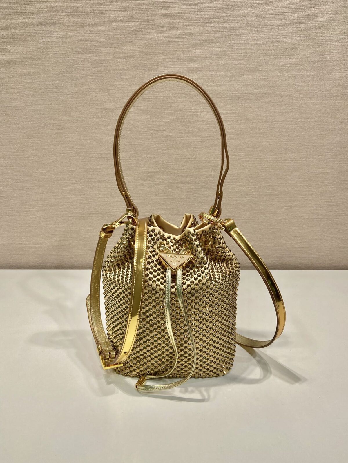 Prada Crystal Bucket Beautiful Gold Purse, Unlimited Edition