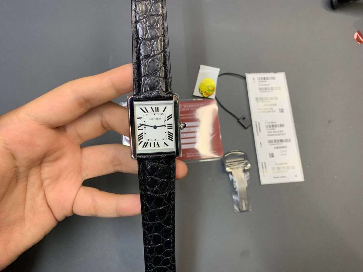 Cartier Tank Solo Large Stainless Steel Black Strap Watch