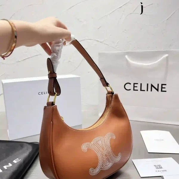 Celine Women Ava Bag in Smooth Calfskin With Triomphe Embroidery