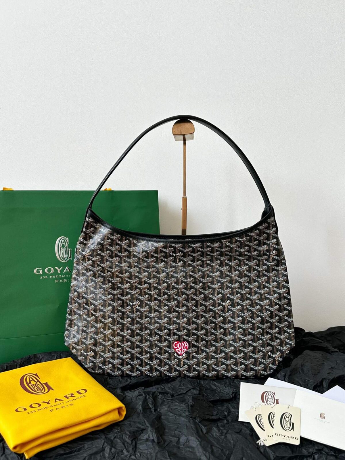 Goyard Boheme Hobo Black With Heart Symbol Shoulder Bag