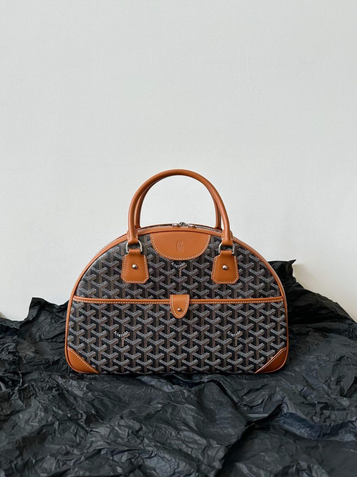 Goyard Brown Black Coated Saint Jeanne Satchel Bowler Bag