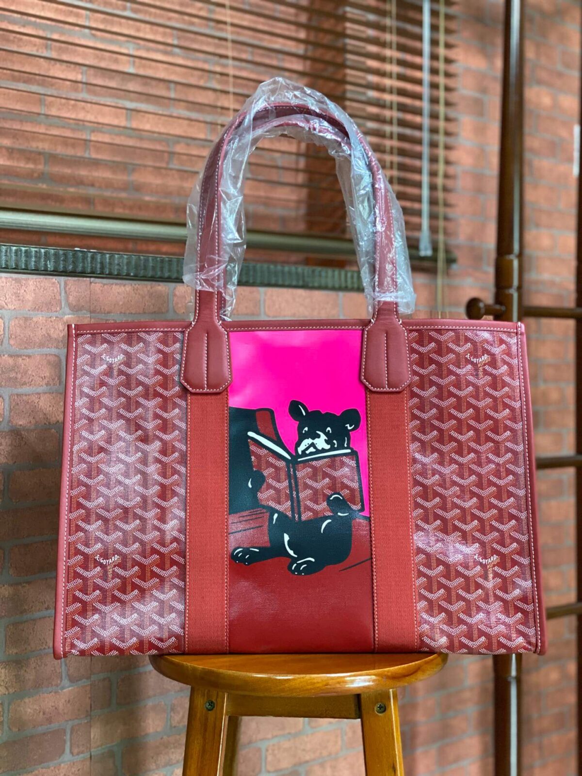 Goyard Red Chevron Print Villette Tote Bag