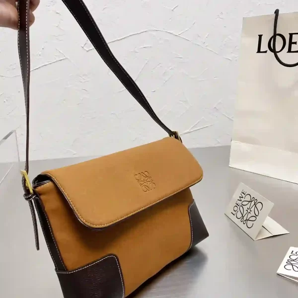 Loewe Anagram Suede Shoulder Brown Light Brown Leather Bag