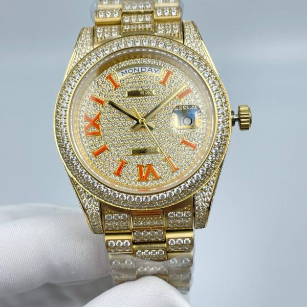 Rolex 41mm Two-Tone Day-Date Watch, Stainless Steel with Diamonds