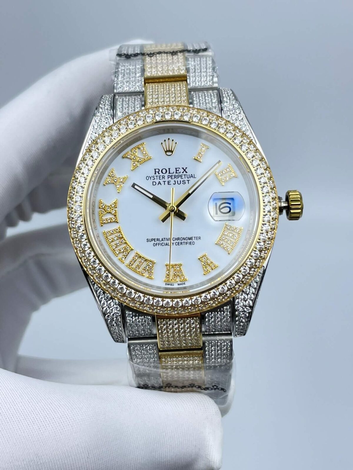 Rolex Bust Down Iced Out 41MM Yellow Gold Roman Numeral