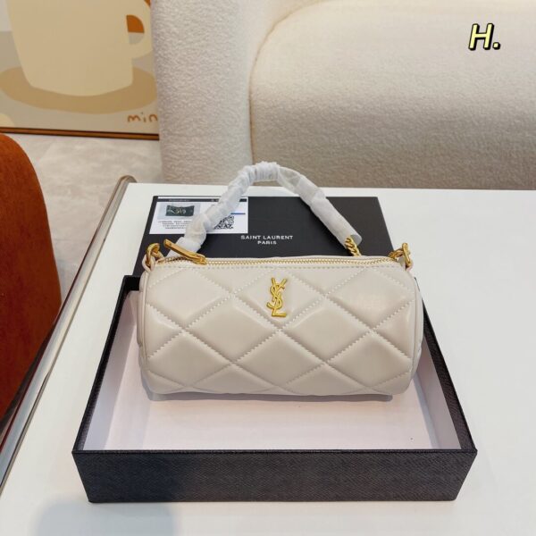 Saint Laurent Sade Leather Shoulder Tube Bag In White