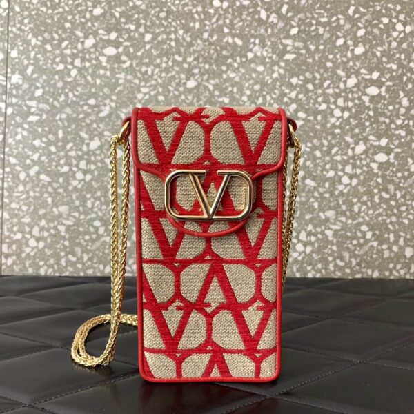 Valentino Garavani Loco Toile Iconographe Red phone bag