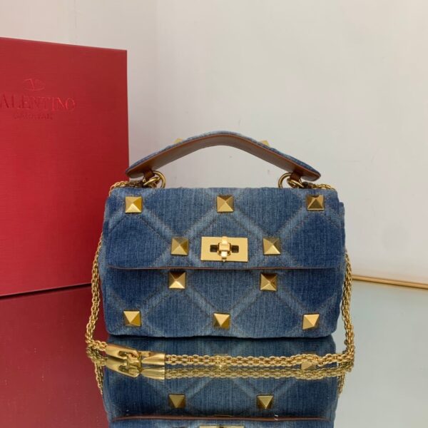 Valentino Garavani Women’s Roman Stud Denim Shoulder Bag