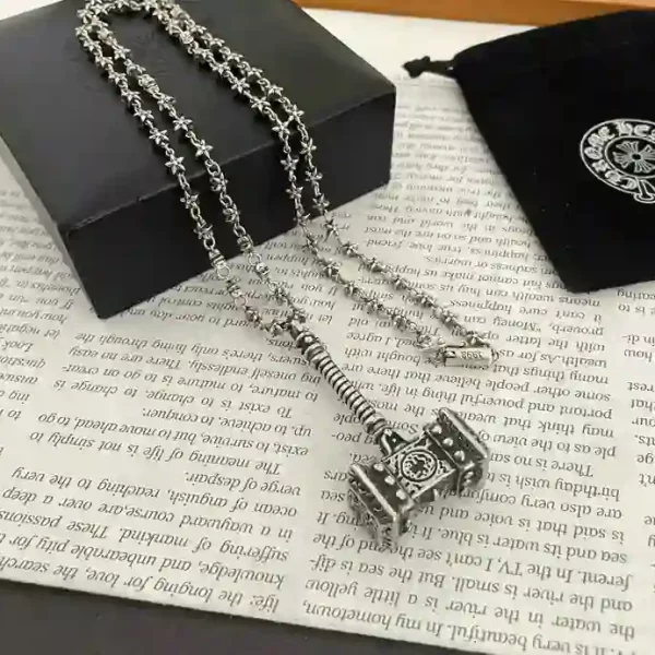 Chrome Hearts Men’s Thor Hammer Stainless Steel Necklace