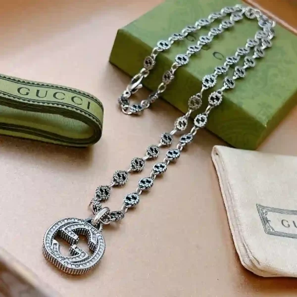 Gucci Interlocking Silver Chain Necklace With The Letter GG