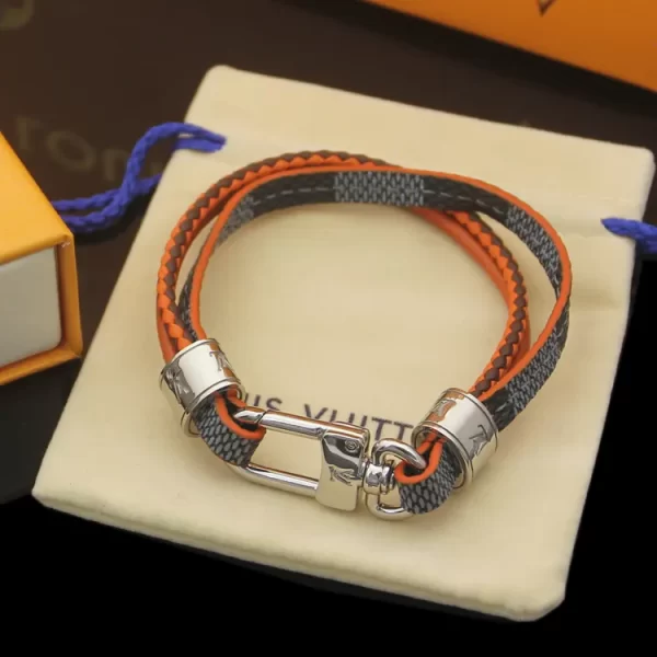 Louis Vuitton Bicolor Damier Race Leather Treble Bracelet