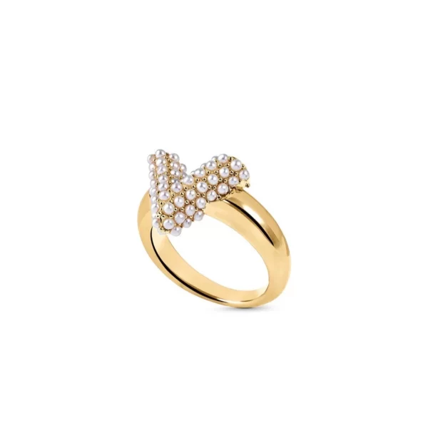 Louis Vuitton Essential V Pearl Ring Golden