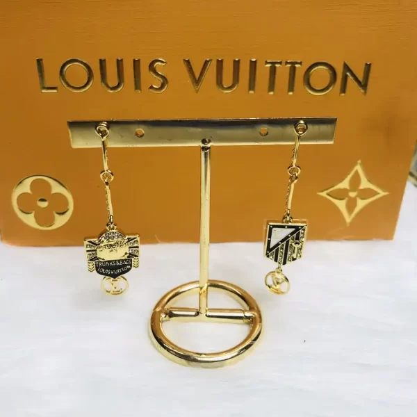 Louis Vuitton Monogram Canvas Mini Mismatched Gold Earrings 1