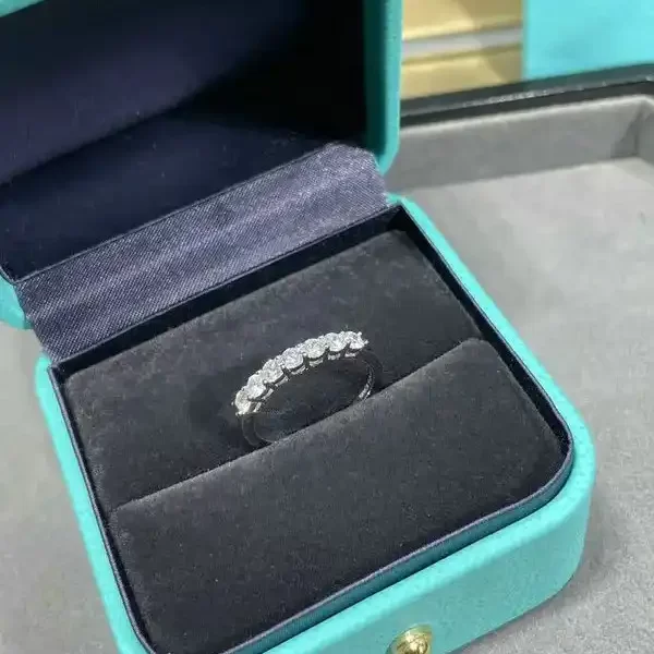 Tiffany Seven Stone Diamond Band Wedding White Gold Princess Ring