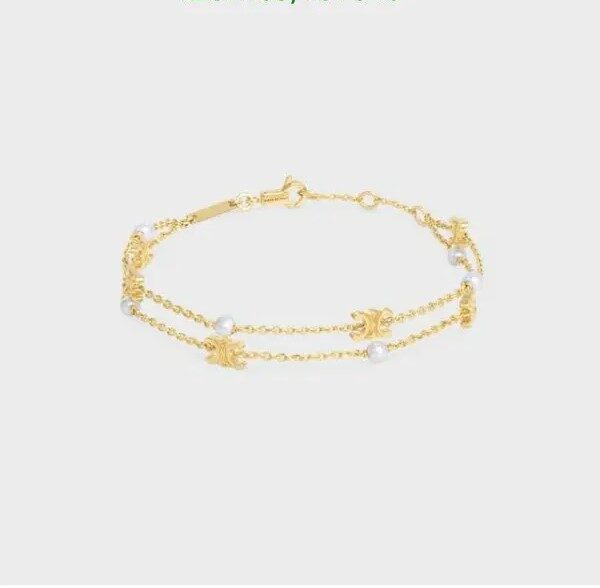 Celine Pearl Women Triomphe Pearl Double Bracelet