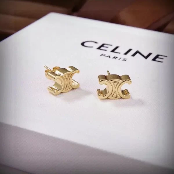 Celine Triomphe Multi Short Gold Earrings