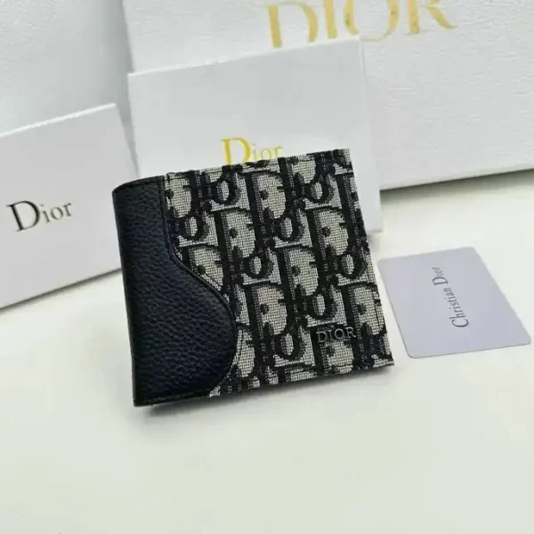 Christian Dior Grained Calfskin Marquetry Oblique Jacquard Leather Wallet