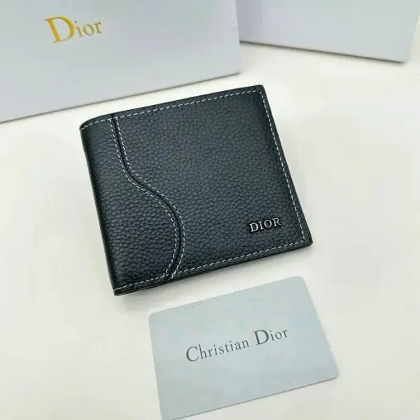 Christian Dior Saddle Bifold Wallet Black Grained Calfskin Marquetry