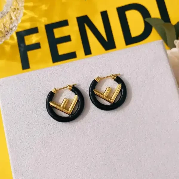 Fendi 'F is For Fendi' Textured Hoop Earrings Glod