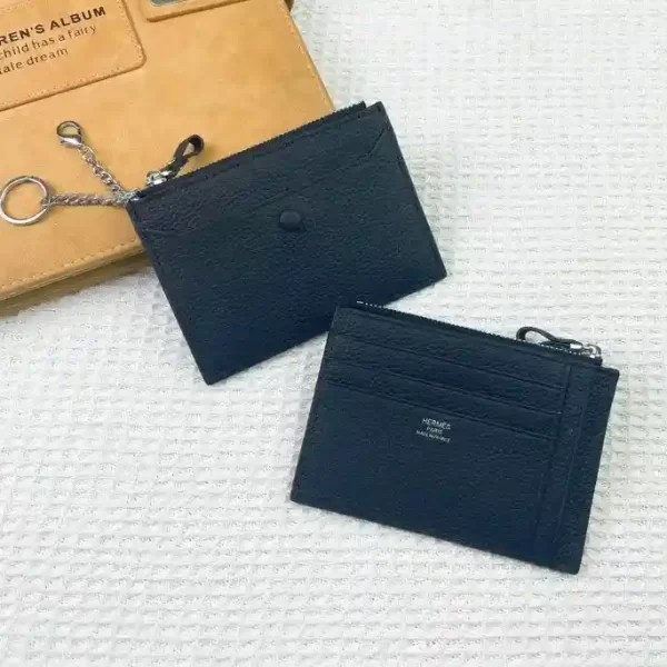 Hermes Evergrain Citizen Twill Card Case Black Wallet