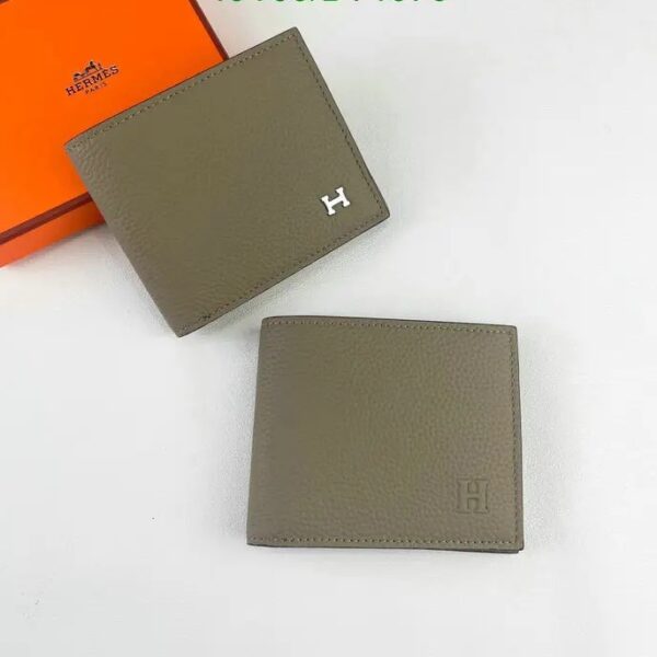 Hermes Pure Leather Peat Color Wallet For Men