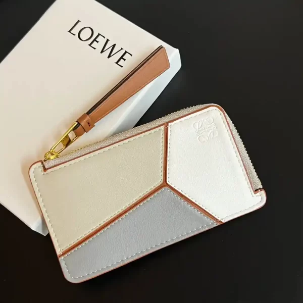 Loewe Calfskin Puzzle Zip Bi-Fold Wallet Ghost Soft White