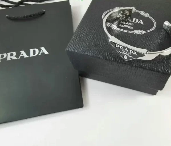 Prada Enamel Symbole Logo Cuff Bracelet