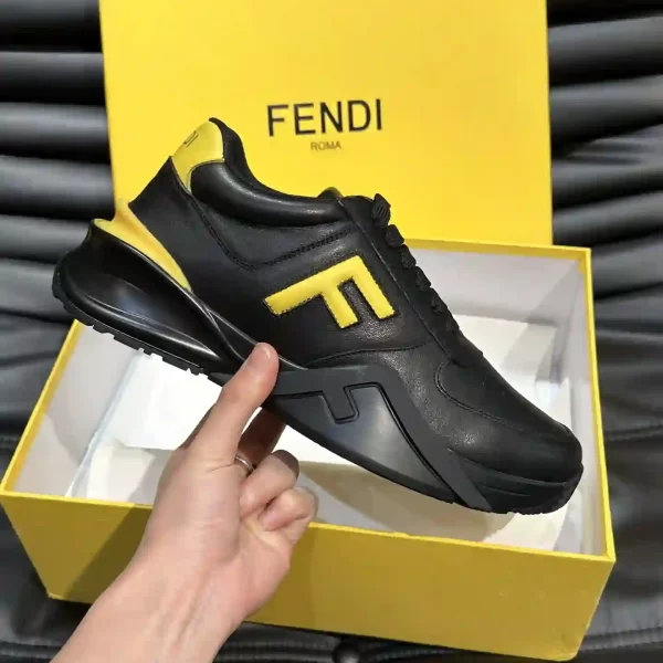 Fendi Flow Sneakers Men Leather And Suede Black