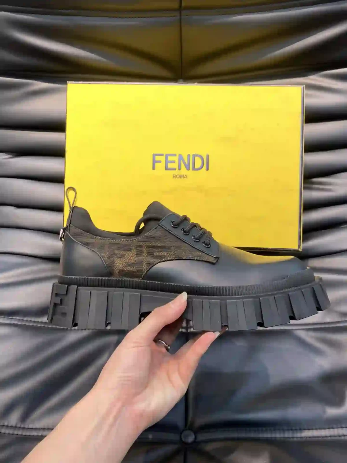 Fendi Lace Up And Monkstrap Men Leather Black Shoes