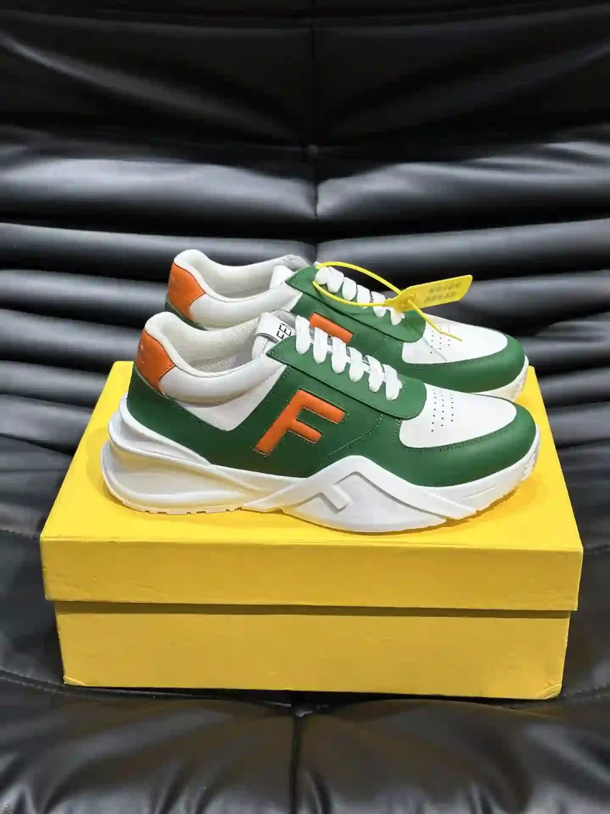 Fendi Men's Green And White Trainers Sneakers