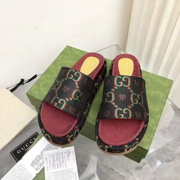 Gucci Angelina Embroidered Logo Platform Slide Women's Sandal