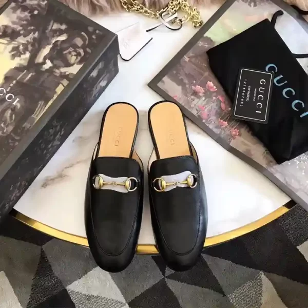 Gucci Princetown Black Leather Horsebit Slipper