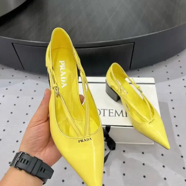 Prada Heeled Sandals Leather Ballet Yellow Shoes