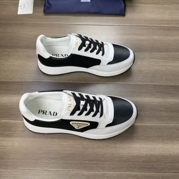 Prada Rank Suede Triangle-Logo Leather Black Sneakers